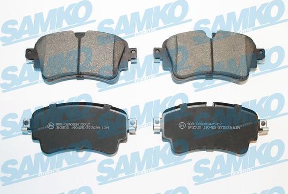 Samko 5SP2039 - Тормозные колодки, дисковые, комплект autospares.lv
