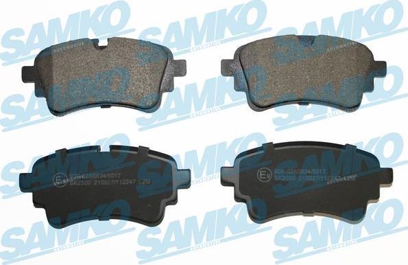 Samko 5SP2247 - Тормозные колодки, дисковые, комплект autospares.lv