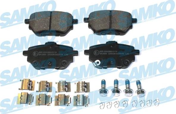 Samko 5SP2251K - Тормозные колодки, дисковые, комплект autospares.lv