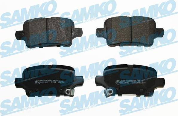 Samko 5SP2276 - Тормозные колодки, дисковые, комплект autospares.lv