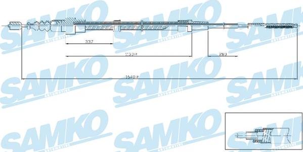 Samko C0961B - Тросик, cтояночный тормоз autospares.lv