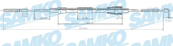 Samko C0962B - Тросик, cтояночный тормоз autospares.lv