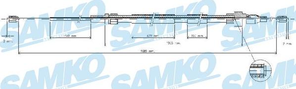 Samko C0936B - Тросик, cтояночный тормоз autospares.lv