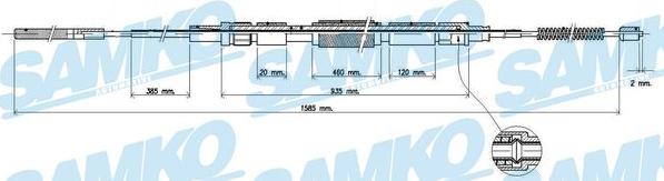 Samko C0937B - Тросик, cтояночный тормоз autospares.lv