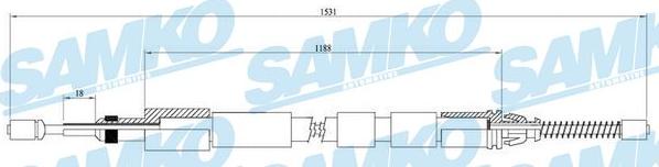 Samko C0974B - Тросик, cтояночный тормоз autospares.lv