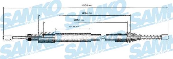 Samko C0975B - Тросик, cтояночный тормоз autospares.lv