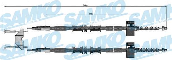 Samko C0535B - Тросик, cтояночный тормоз autospares.lv