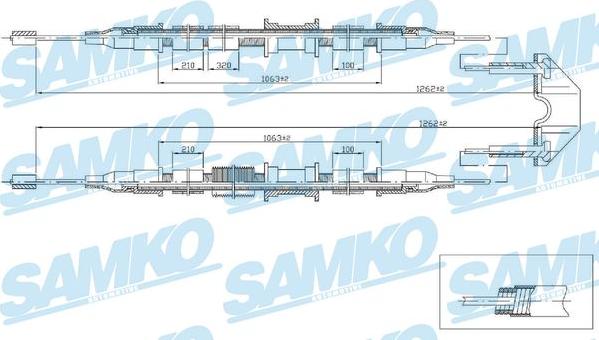 Samko C0536B - Тросик, cтояночный тормоз autospares.lv