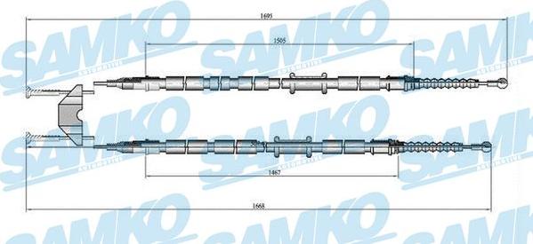 Samko C0538B - Тросик, cтояночный тормоз autospares.lv