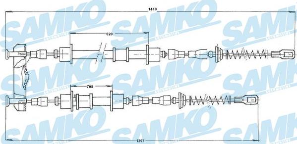 Samko C0572B - Тросик, cтояночный тормоз autospares.lv