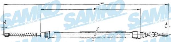 Samko C0697B - Тросик, cтояночный тормоз autospares.lv