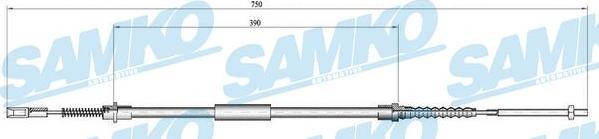 Samko C0646B - Тросик, cтояночный тормоз autospares.lv