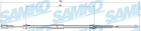 Samko C0643B - Тросик, cтояночный тормоз autospares.lv