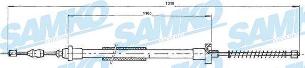 Samko C0606B - Тросик, cтояночный тормоз autospares.lv