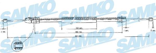 Samko C0630B - Тросик, cтояночный тормоз autospares.lv