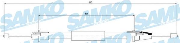 Samko C0637B - Тросик, cтояночный тормоз autospares.lv