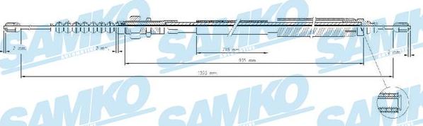 Samko C0116B - Тросик, cтояночный тормоз autospares.lv