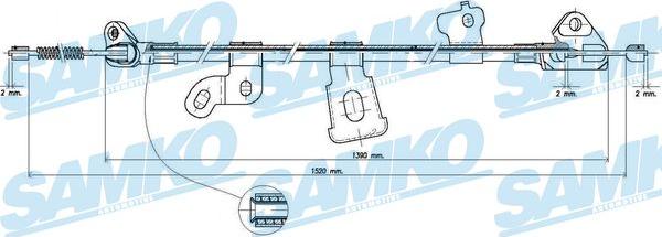 Samko C0893B - Тросик, cтояночный тормоз autospares.lv