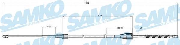 Samko C0809B - Тросик, cтояночный тормоз autospares.lv