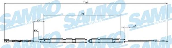 Samko C0810B - Тросик, cтояночный тормоз autospares.lv