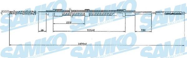 Samko C0304B - Тросик, cтояночный тормоз autospares.lv