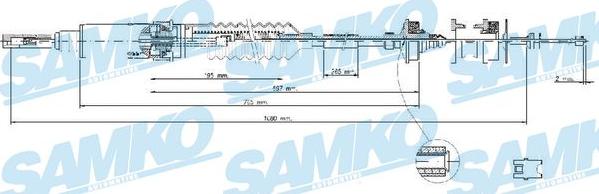 Samko C0240C - Трос, управление сцеплением autospares.lv