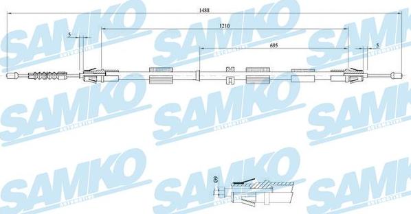 Samko C0266B - Тросик, cтояночный тормоз autospares.lv