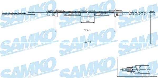 Samko C0209B - Тросик, cтояночный тормоз autospares.lv