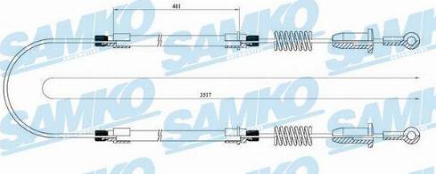 Samko C0202B - Тросик, cтояночный тормоз autospares.lv