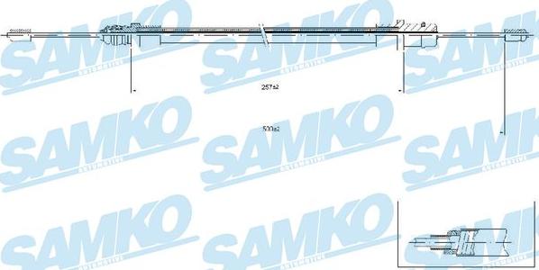 Samko C0212B - Тросик, cтояночный тормоз autospares.lv