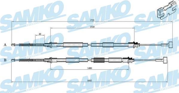 Samko C0235B - Тросик, cтояночный тормоз autospares.lv