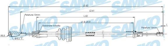 Samko C0755B - Тросик, cтояночный тормоз autospares.lv