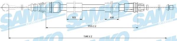 Samko C0721B - Тросик, cтояночный тормоз autospares.lv