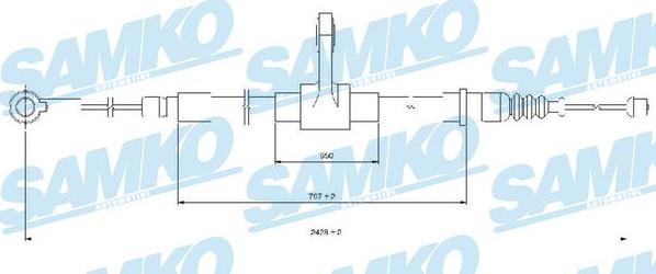 Samko C1416B - Тросик, cтояночный тормоз autospares.lv