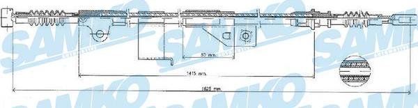 Samko C1487B - Тросик, cтояночный тормоз autospares.lv