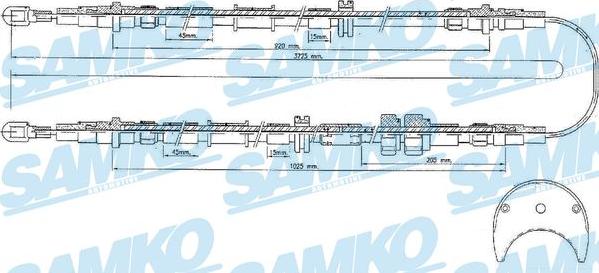 Samko C1438B - Тросик, cтояночный тормоз autospares.lv