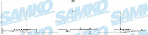 Samko C1659B - Тросик, cтояночный тормоз autospares.lv
