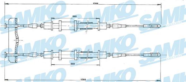 Samko C1347B - Тросик, cтояночный тормоз autospares.lv