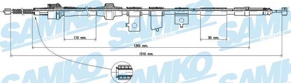 Samko C1278B - Тросик, cтояночный тормоз autospares.lv