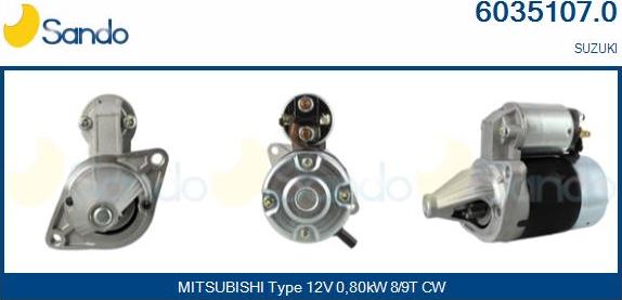 Sando 6035107.0 - Стартер autospares.lv