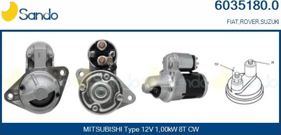 Sando 6035180.0 - Стартер autospares.lv