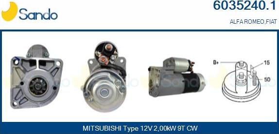 Sando 6035240.1 - Стартер autospares.lv