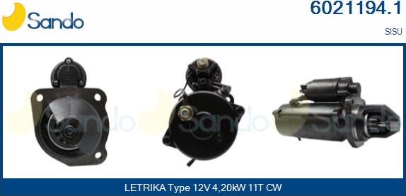 Sando 6021194.1 - Стартер autospares.lv