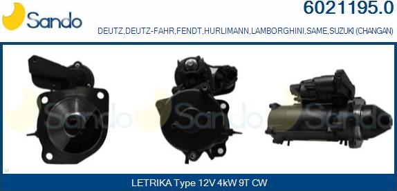 Sando 6021195.0 - Стартер autospares.lv