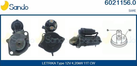 Sando 6021156.0 - Стартер autospares.lv