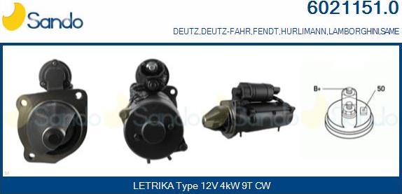 Sando 6021151.0 - Стартер autospares.lv