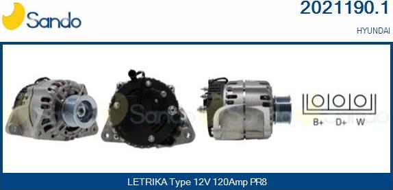 Sando 2021190.1 - Генератор autospares.lv