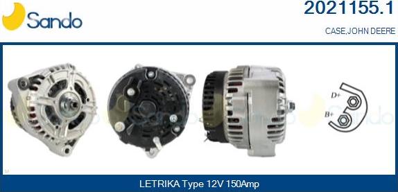 Sando 2021155.1 - Генератор autospares.lv