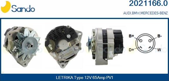 Sando 2021166.0 - Генератор autospares.lv