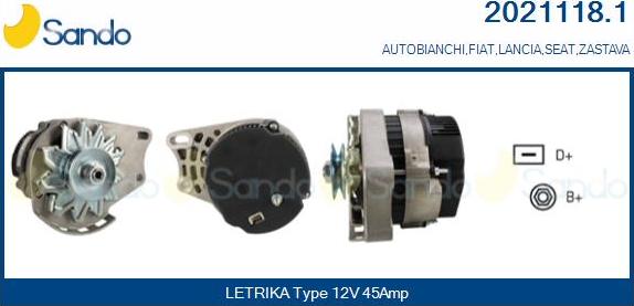 Sando 2021118.1 - Генератор autospares.lv